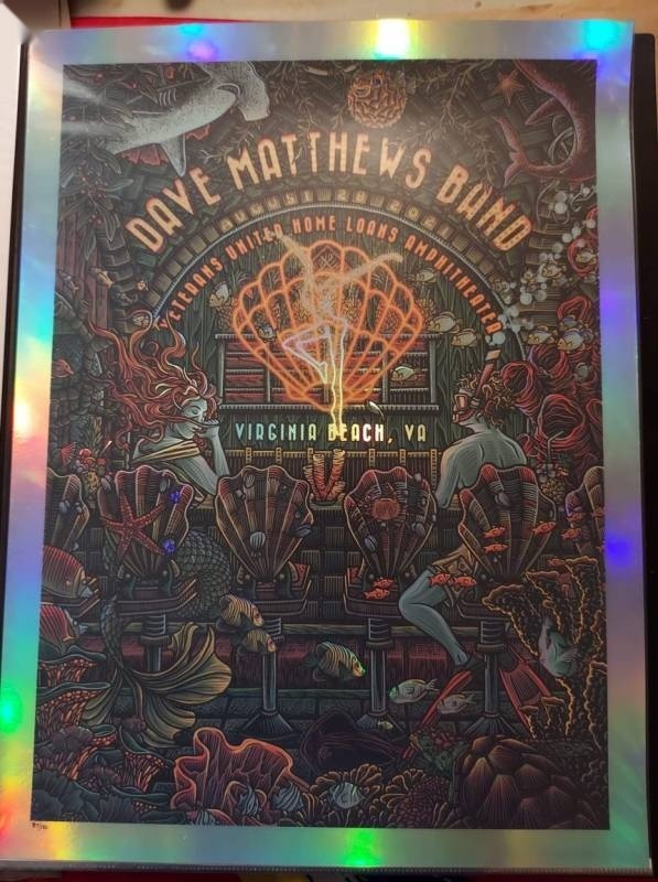 Luke Martin — Dave Matthews Band, Veterans United Home Loans Amphitheater at Virginia Beach, Virginia Beach, VA · Aug 28, 2021 Show Foil Poster