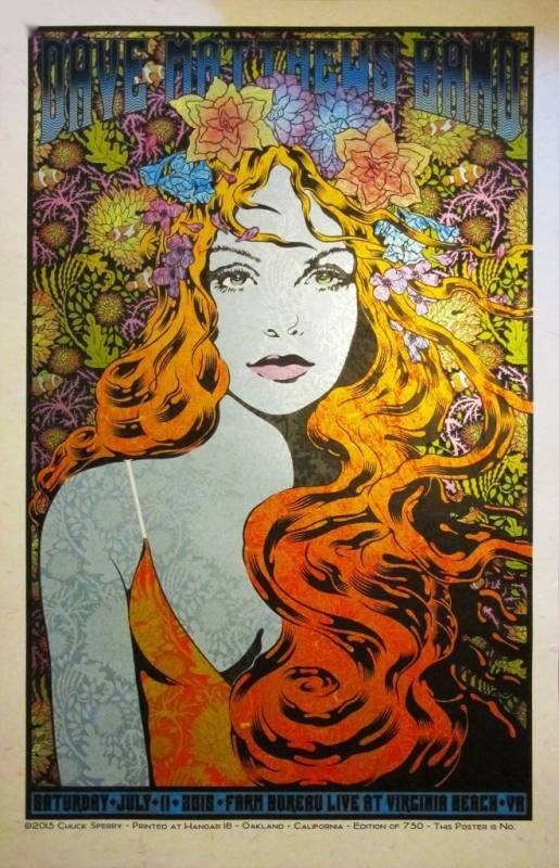 Chuck Sperry — Dave Matthews Band, Veterans United Home Loans Amphitheater at Virginia Beach, Virginia Beach, VA · Jul 11, 2015 Variant Poster