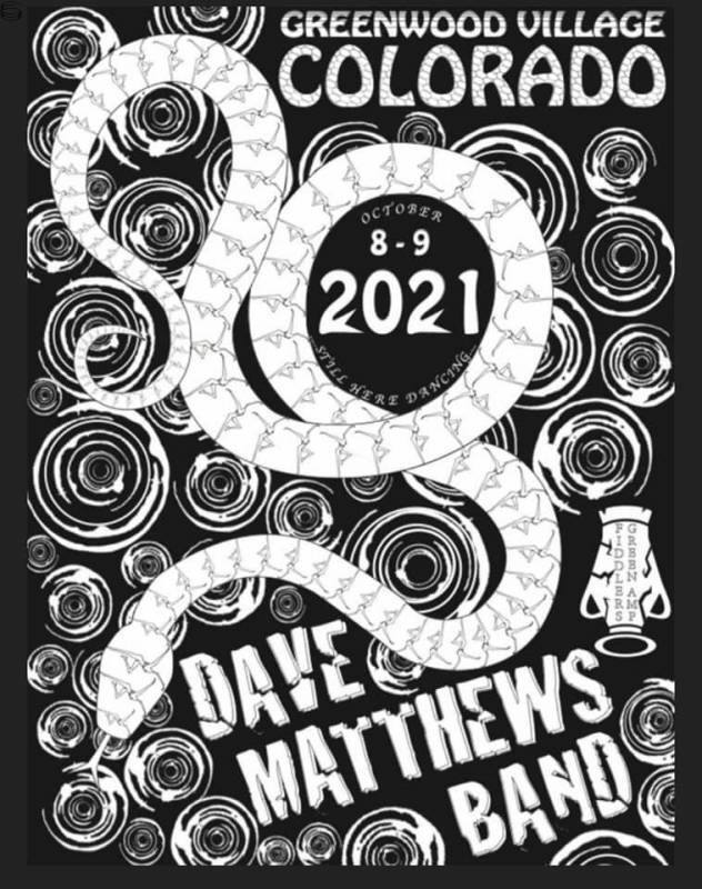 Jamison Grace — Dave Matthews Band, Fiddler's Green Amphitheatre, Greenwood Village, CO · Oct 8–9, 2021 Show Poster
