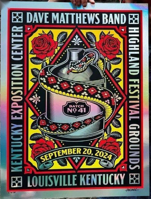 Aaron von Freter (Rockswell) — Dave Matthews Band, Kentucky Exposition Center / Highland Festival Grounds, Louisville, KY · Sep 20, 2024 Foil Poster