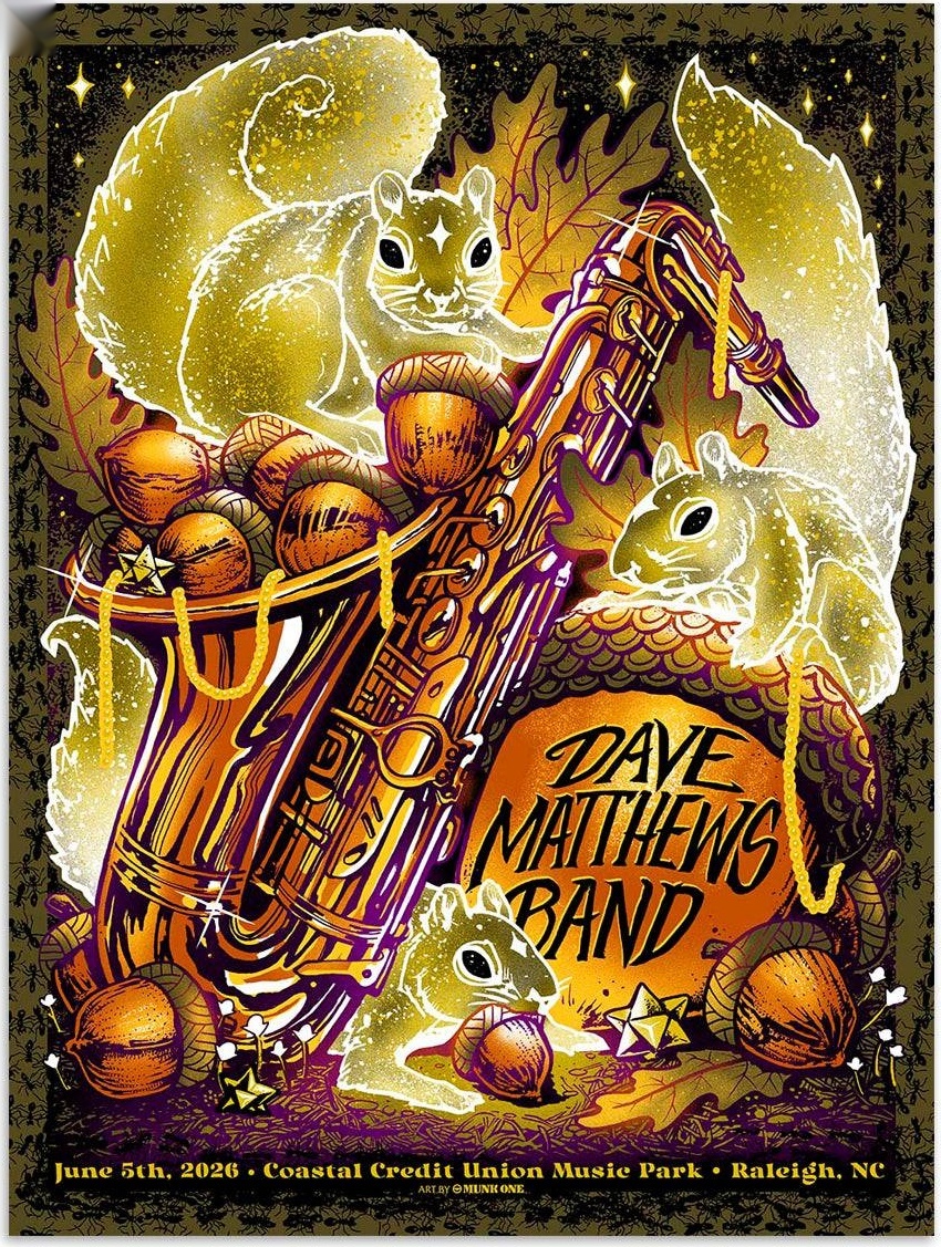 Munk One — Dave Matthews Band, Coastal Credit Union Music Park at Walnut Creek, Raleigh, NC · Jun 5, 2026 Show Poster
