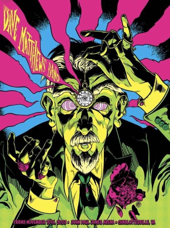 Johnny Dombrowski — Dave Matthews Band, John Paul Jones Arena (University of Virginia), Charlottesville, VA · Nov 10, 2023 Artist Poster
