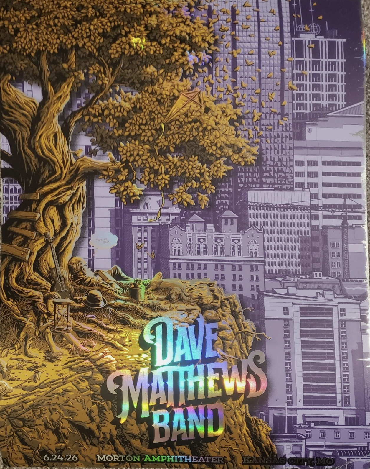 Darin Shock — Dave Matthews Band, Morton Amphitheater, Riverside, MO · Jun 24, 2026 Show Foil Poster