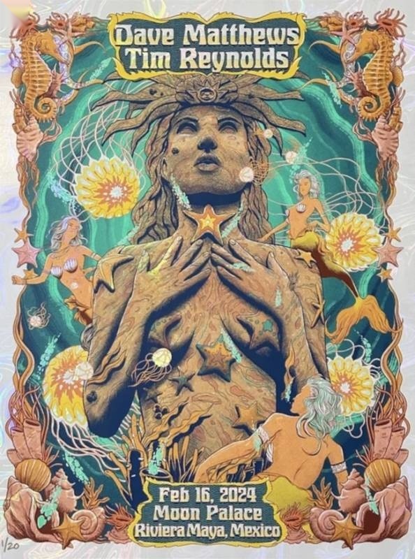 Pedro Correa — Dave Matthews Band, Moon Palace Golf & Spa Resort, Cancún, MEX · Feb 16, 2024 Artist Foil Poster