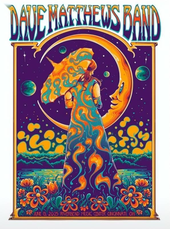 ZazzCorp (Helen Kennedy) — Dave Matthews Band, Riverbend Music Center, Cincinnati, OH · Jun 13, 2025 Artist Poster