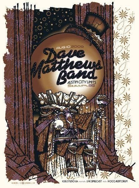 Guy Burwell — Dave Matthews Band, Moody Center (The University of Texas at Austin), Austin, TX · Aug 10, 2009 Artist Proof Poster