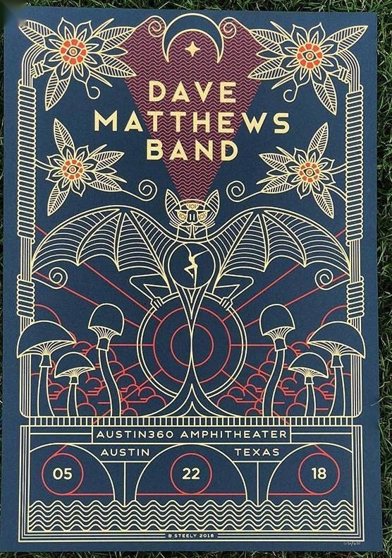 Brian Steely — Dave Matthews Band, Austin360 Amphitheater, Del Valle, TX · May 22, 2018 Artist Poster