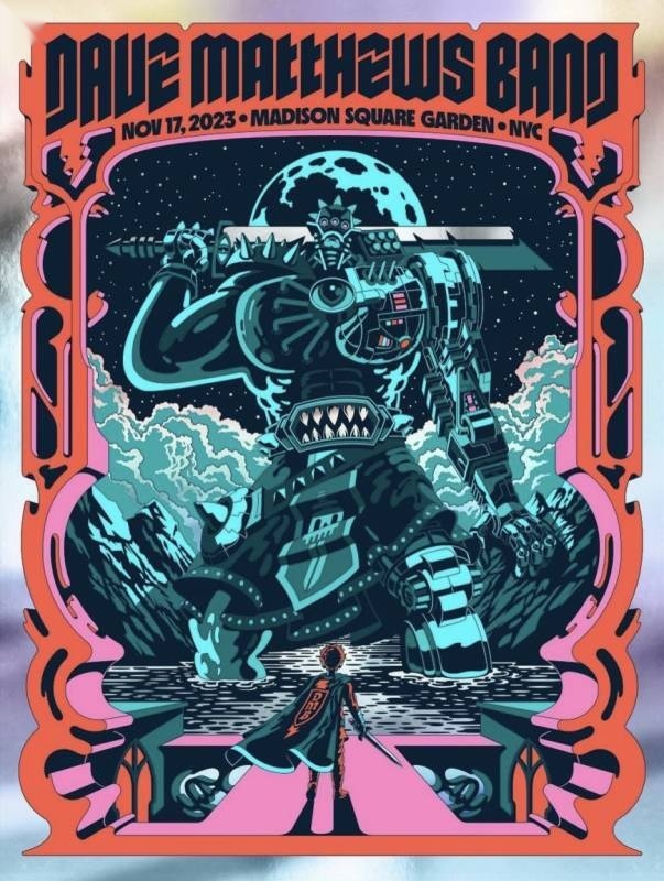 Dave Arcade — Dave Matthews Band, Madison Square Garden, New York, NY · Nov 17, 2023 Show Foil Poster