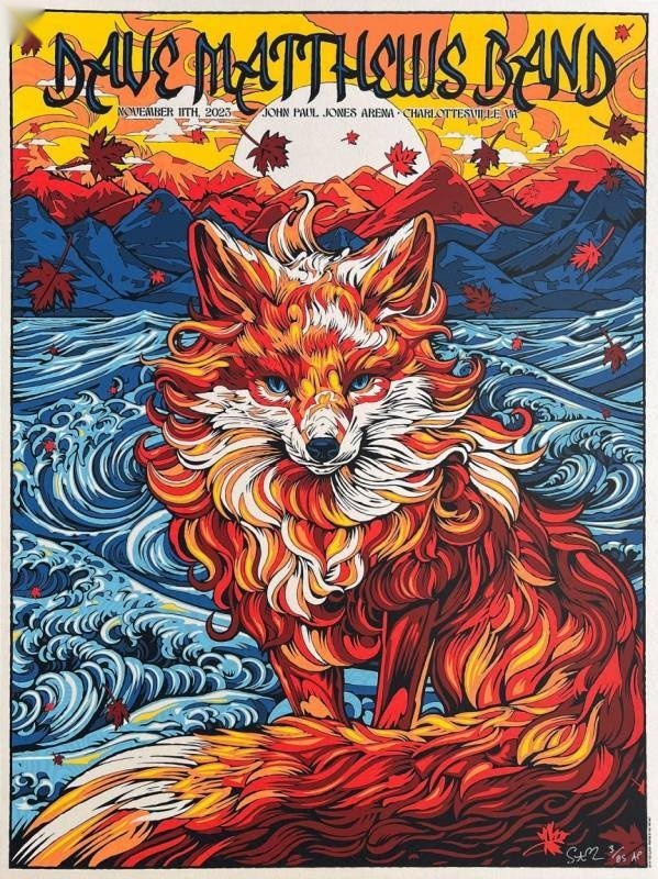 Todd Slater — Dave Matthews Band, John Paul Jones Arena (University of Virginia), Charlottesville, VA · Nov 10, 2023 Artist Poster