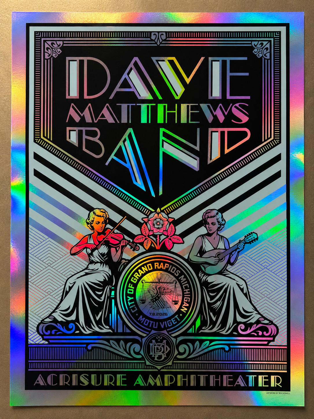 Aaron von Freter (Rockswell) — Dave Matthews Band, Acrisure Amphitheater, Grand Rapids, MI · Jul 8, 2026 Show Foil Poster