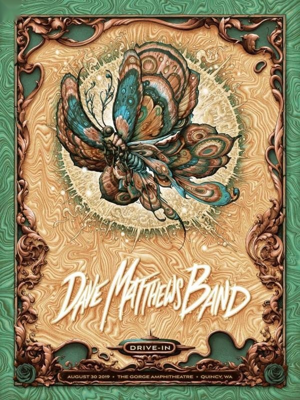 N.C. Winters — Dave Matthews Band, The Gorge Amphitheatre, George, WA · Aug 30 – Sep 1, 2019 Variant Poster