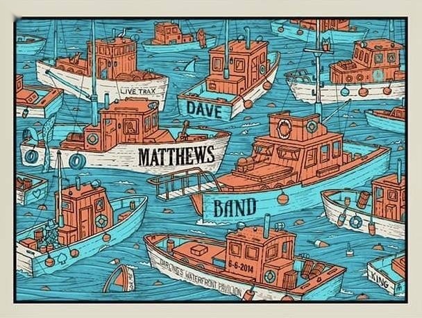 Methane Studios — Dave Matthews Band, Darling's Waterfront Pavilion, Bangor, ME · Jun 6, 2014 Variant Poster