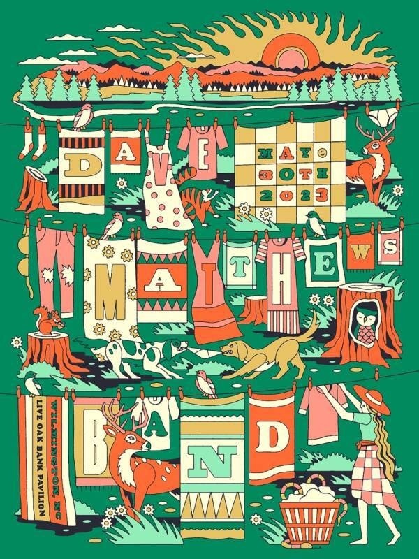 Joshua Noom — Dave Matthews Band, Live Oak Bank Pavilion at Riverfront Park, WIlmington, NC · May 30, 2023 Artist Poster