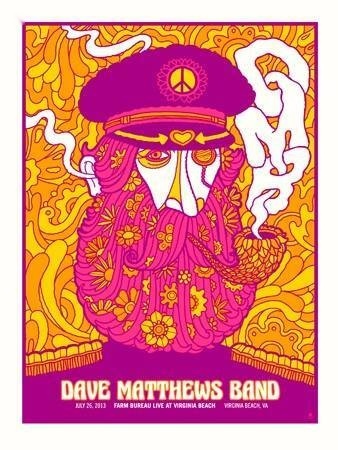 Methane Studios — Dave Matthews Band, Veterans United Home Loans Amphitheater at Virginia Beach, Virginia Beach, VA · Jul 26, 2013 Artist Proof Poster