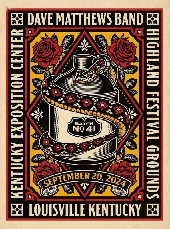 Aaron von Freter (Rockswell) — Dave Matthews Band, Kentucky Exposition Center / Highland Festival Grounds, Louisville, KY · Sep 20, 2024 Artist Poster