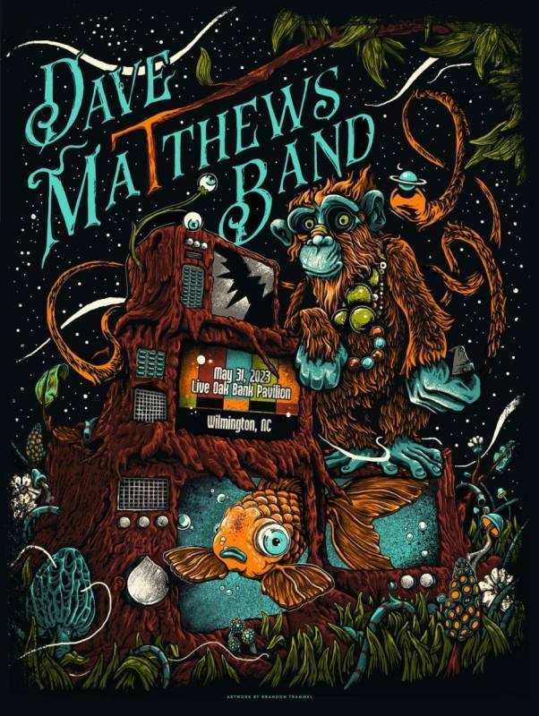 Brandon Trammel — Dave Matthews Band, Live Oak Bank Pavilion at Riverfront Park, WIlmington, NC · May 31, 2023 Artist Poster
