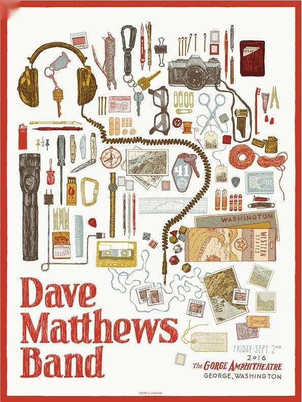 Landland — Dave Matthews Band, The Gorge Amphitheatre, George, WA · Sep 2, 2016 Artist Poster