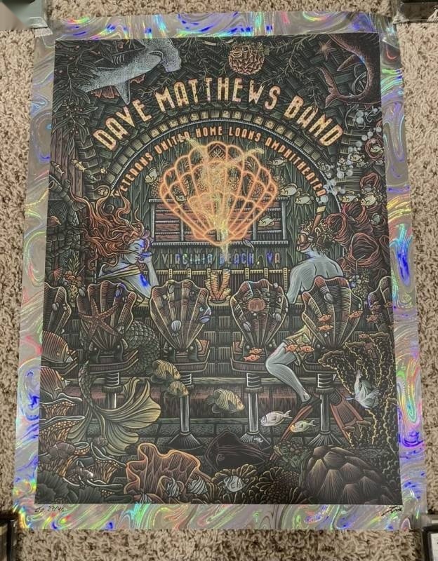 Luke Martin — Dave Matthews Band, Veterans United Home Loans Amphitheater at Virginia Beach, Virginia Beach, VA · Aug 28, 2021 Artist Foil Poster