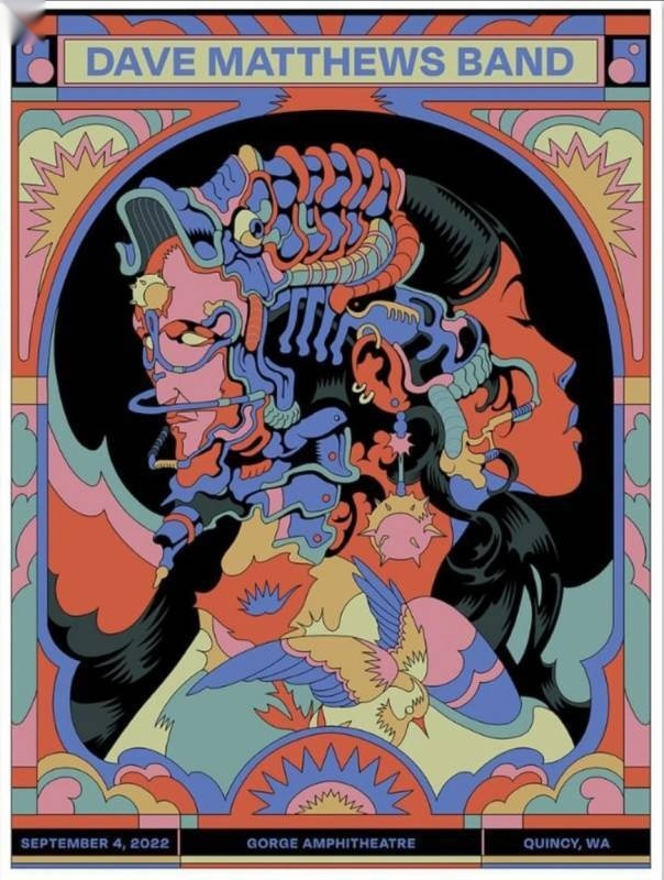 Raul Urias — Dave Matthews Band, The Gorge Amphitheatre, George, WA · Sep 4, 2022 Show Foil Poster