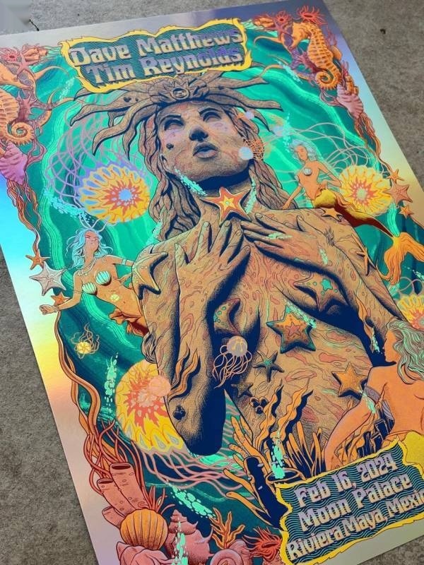 Pedro Correa — Dave Matthews Band, Moon Palace Golf & Spa Resort, Cancún, MEX · Feb 16, 2024 Artist Foil Poster