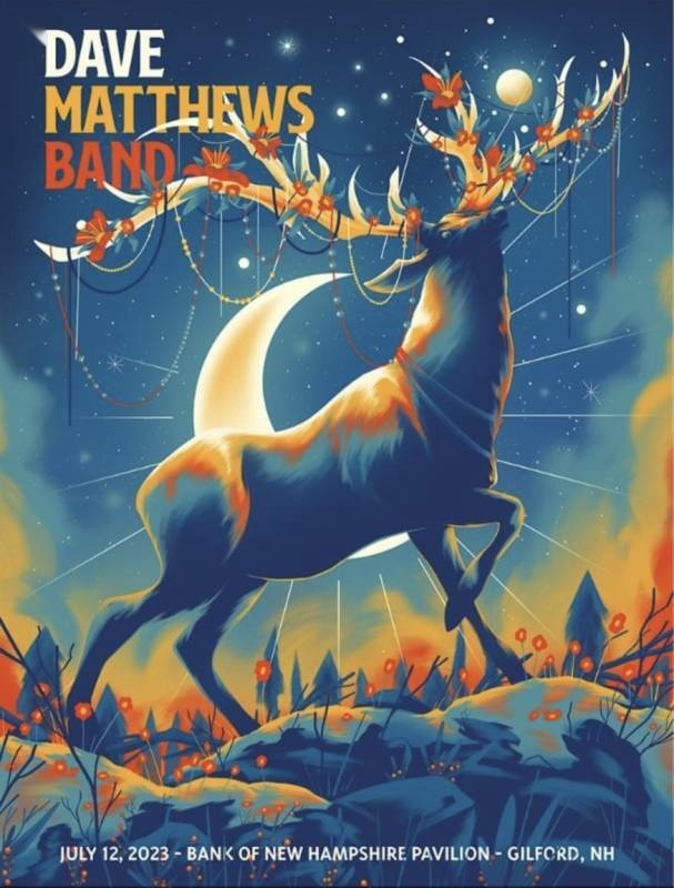 Arno Kiss — Dave Matthews Band, Bank of New Hampshire Pavilion, Gilford, NH · Jul 12, 2023 Artist Poster