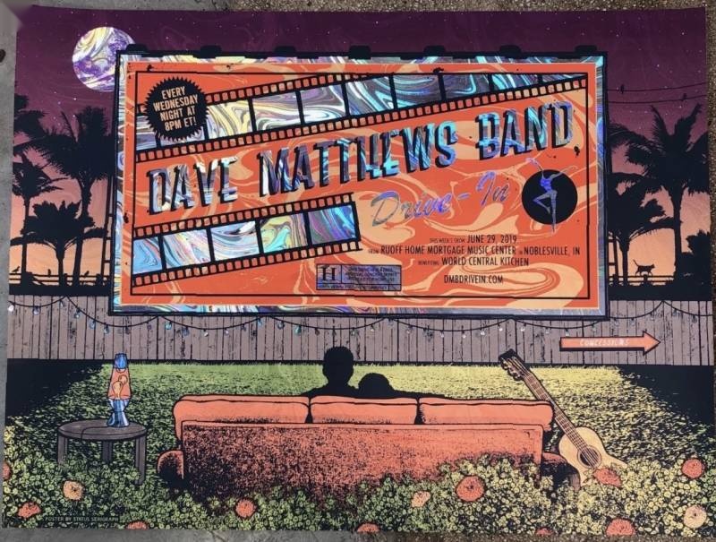 Justin Helton (Status Serigraph) — Dave Matthews Band, Ruoff Music Center, Noblesville, IN · Jun 29, 2019 Foil Poster