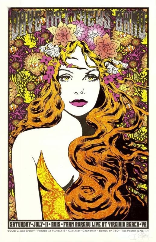 Chuck Sperry — Dave Matthews Band, Veterans United Home Loans Amphitheater at Virginia Beach, Virginia Beach, VA · Jul 11, 2015 Variant Poster