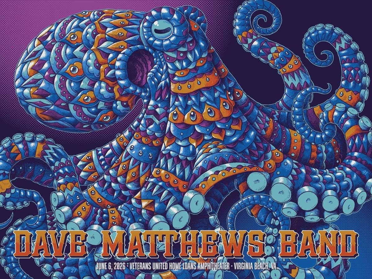 Ben Kwok (BIOWORKZ) — Dave Matthews Band, Veterans United Home Loans Amphitheater at Virginia Beach, Virginia Beach, VA · Jun 6, 2026 Show Poster