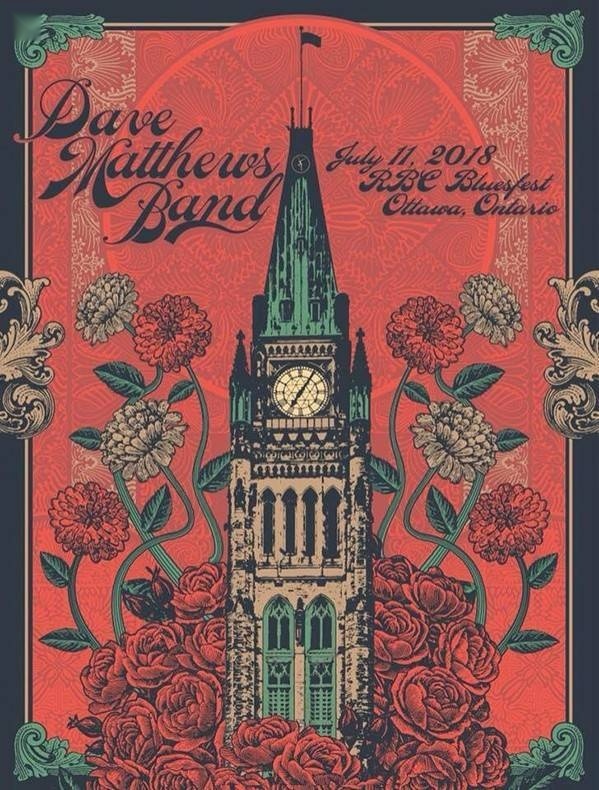 Justin Helton (Status Serigraph) — Dave Matthews Band, LeBreton Flats Park, Ottawa, ON, CAN · Jul 11, 2018 Artist Poster