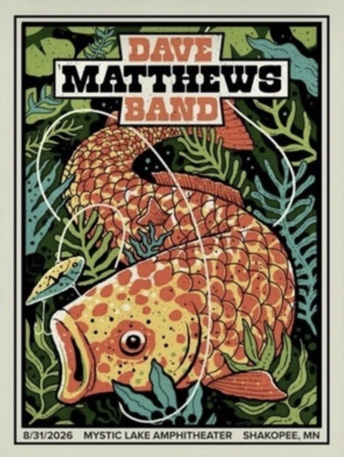 Methane Studios — Dave Matthews Band, Mystic Lake Amphitheater, Shakopee, MN · Aug 31, 2026 Show Poster