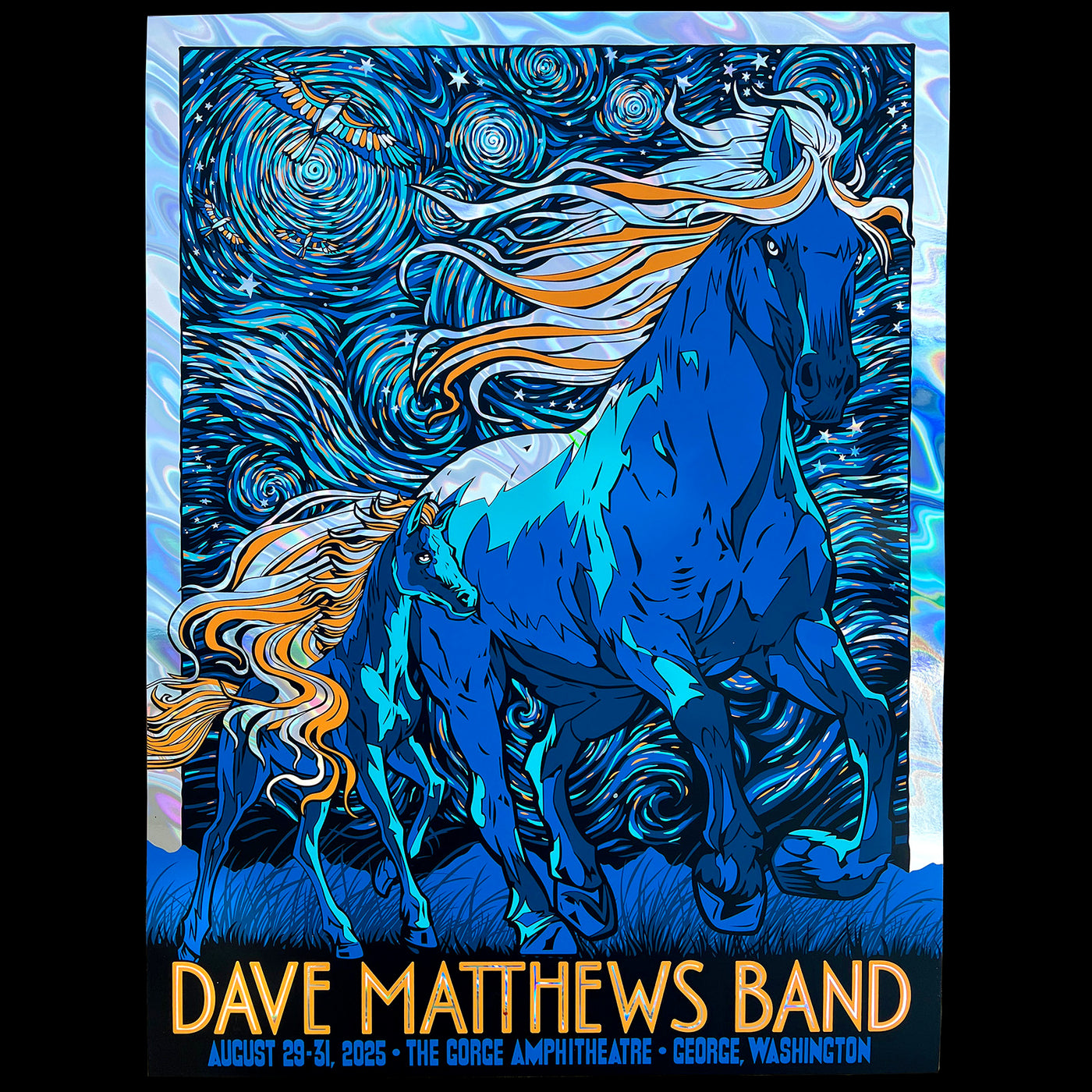 Todd Slater — Dave Matthews Band, The Gorge Amphitheatre, George, WA · Aug 29–31, 2025 Artist Foil Poster