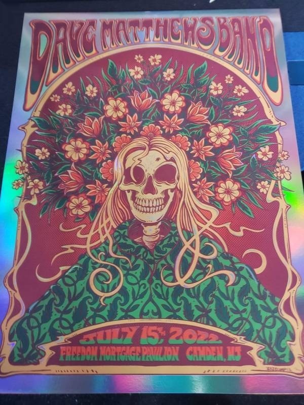 ZazzCorp (Helen Kennedy) — Dave Matthews Band, Freedom Mortgage Pavilion, Camden, NJ · Jul 15, 2022 Show Foil Poster