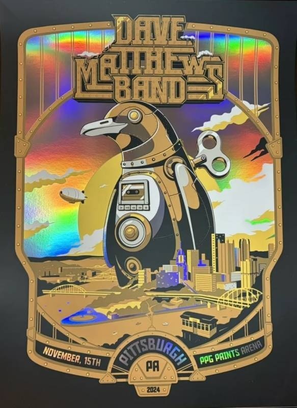 Alejandro Parrilla — Dave Matthews Band, PPG Paints Arena, Pittsburgh, PA · Nov 15, 2024 Show Foil Poster