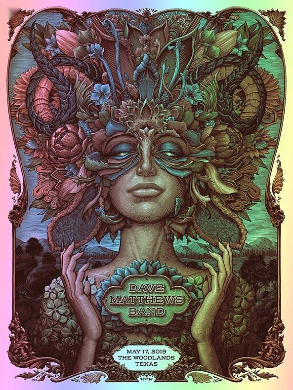 N.C. Winters — Dave Matthews Band, The Cynthia Woods Mitchell Pavilion, The Woodlands, TX · May 17, 2019 Foil Poster