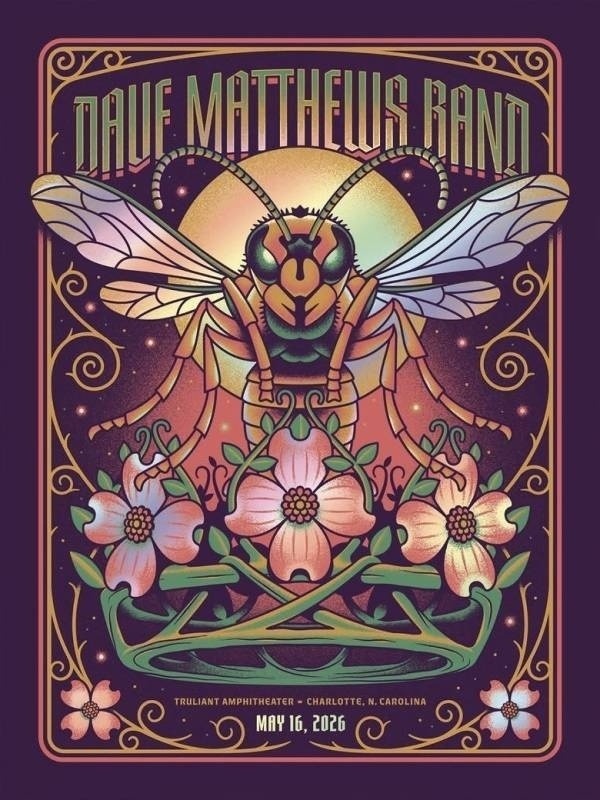DKNG — Dave Matthews Band, Truliant Amphitheater, Charlotte, NC · May 16, 2026 Artist Foil Poster