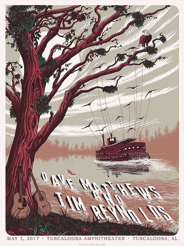 Neal Williams — Dave Matthews Band, Tuscaloosa Amphitheater, Tuscaloosa, AL · May 3, 2017 Artist Proof Poster