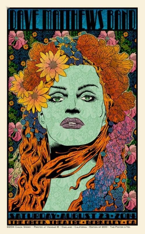 Chuck Sperry — Dave Matthews Band, William Randolph Hearst Greek Theatre (The University of California, Berkeley), Berkeley, CA · Aug 23, 2014 Artist Proof Poster