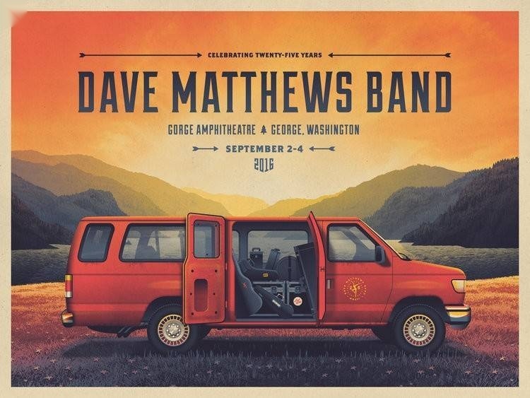 DKNG — Dave Matthews Band, The Gorge Amphitheatre, George, WA · Sep 2–4, 2016 Artist Poster