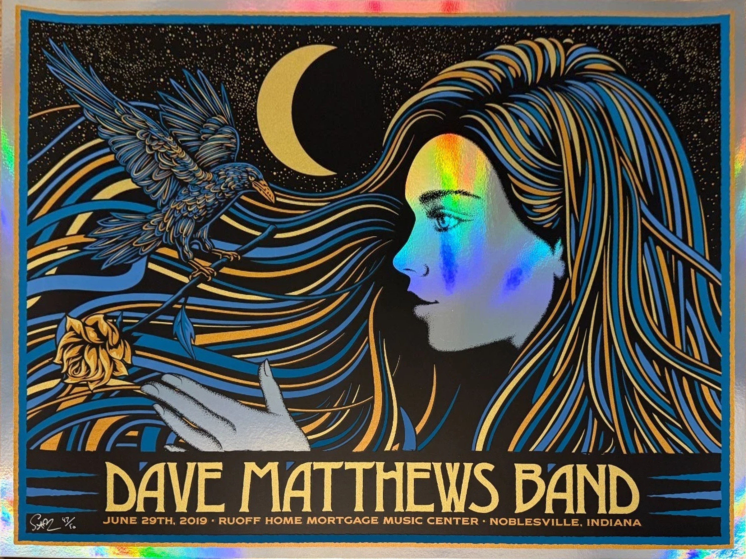Todd Slater — Dave Matthews Band, Ruoff Music Center, Noblesville, IN · Jun 29, 2019 Artist Foil Poster