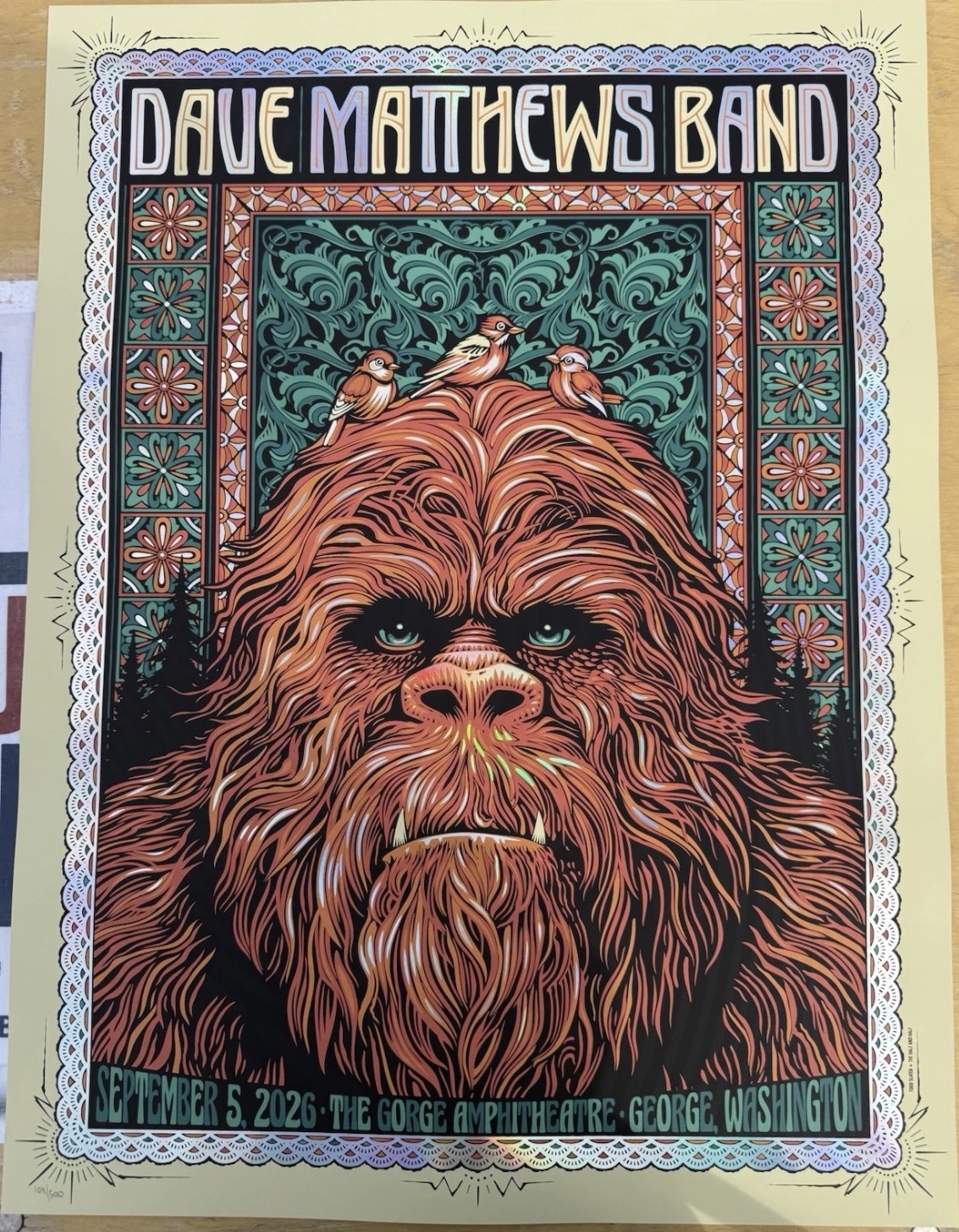 Todd Slater — Dave Matthews Band, The Gorge Amphitheatre, George, WA · Sep 5, 2026 Show Foil Poster