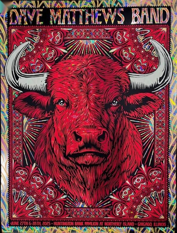 Todd Slater — Dave Matthews Band, Huntington Bank Pavilion at Northerly Island, Chicago, IL · Jun 27, 2025 Artist Foil Poster