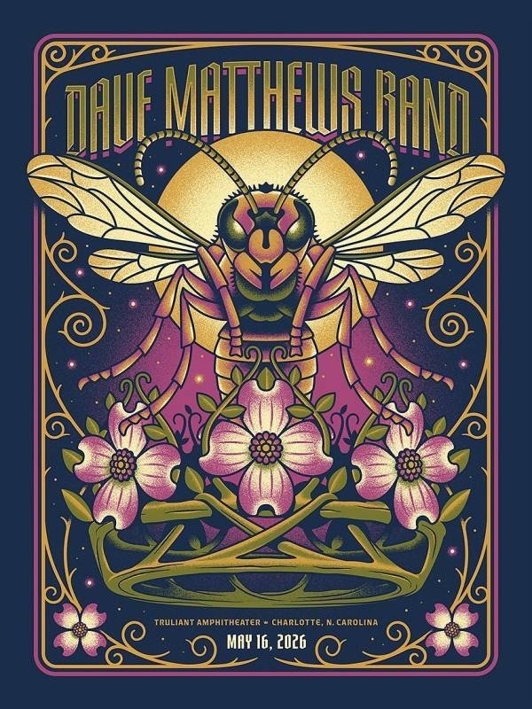 DKNG — Dave Matthews Band, Truliant Amphitheater, Charlotte, NC · May 16, 2026 Warehouse Premium Poster