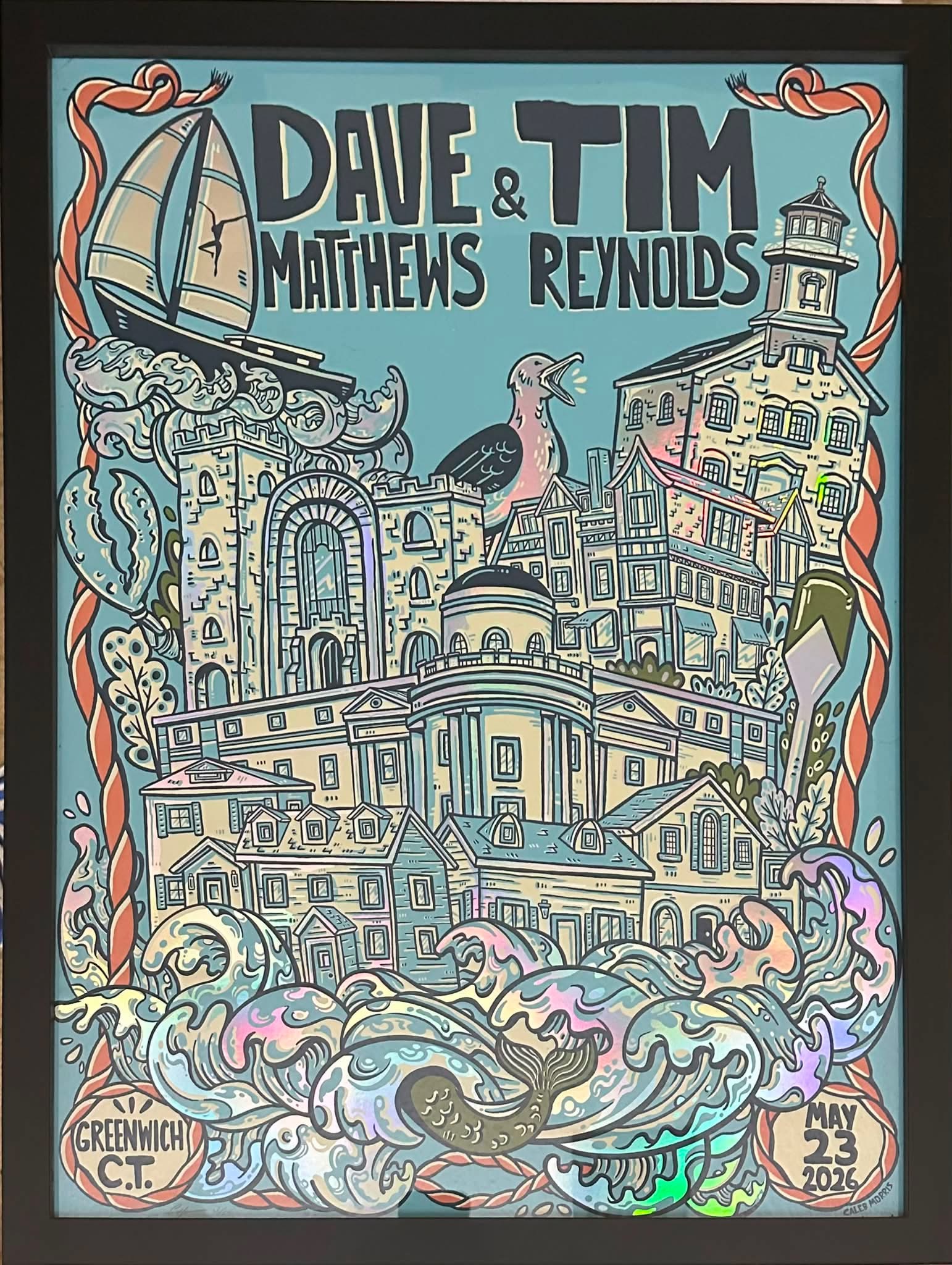 Caleb Morris — Dave Matthews Band, Roger Sherman Baldwin Park, Greenwich, CT · May 23, 2026 Artist Foil Poster