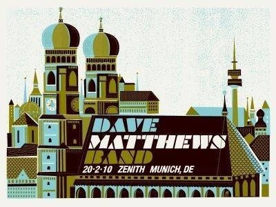 Methane Studios — Dave Matthews Band, Zenith, Munich, DEU · Feb 20, 2010 Artist Proof Poster