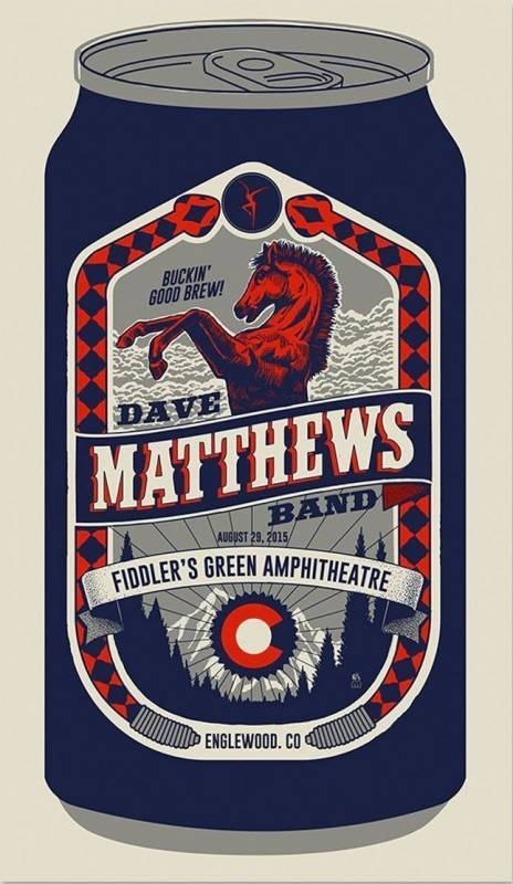 Methane Studios — Dave Matthews Band, Fiddler's Green Amphitheatre, Greenwood Village, CO · Aug 29, 2015 Artist Poster