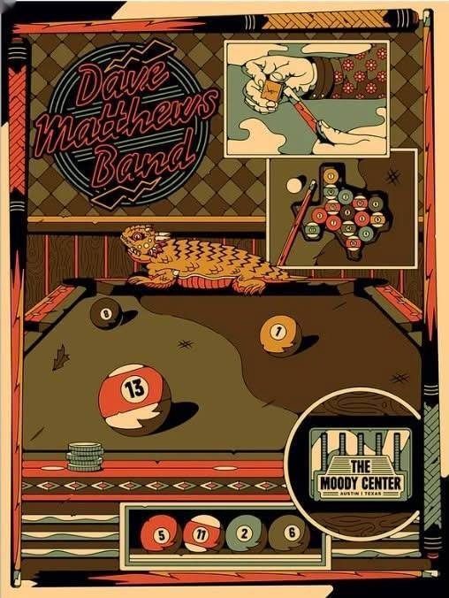 Nolan Fleming (Consume Design) — Dave Matthews Band, Moody Center (The University of Texas at Austin), Austin, TX · May 11, 2026 Show Foil Poster