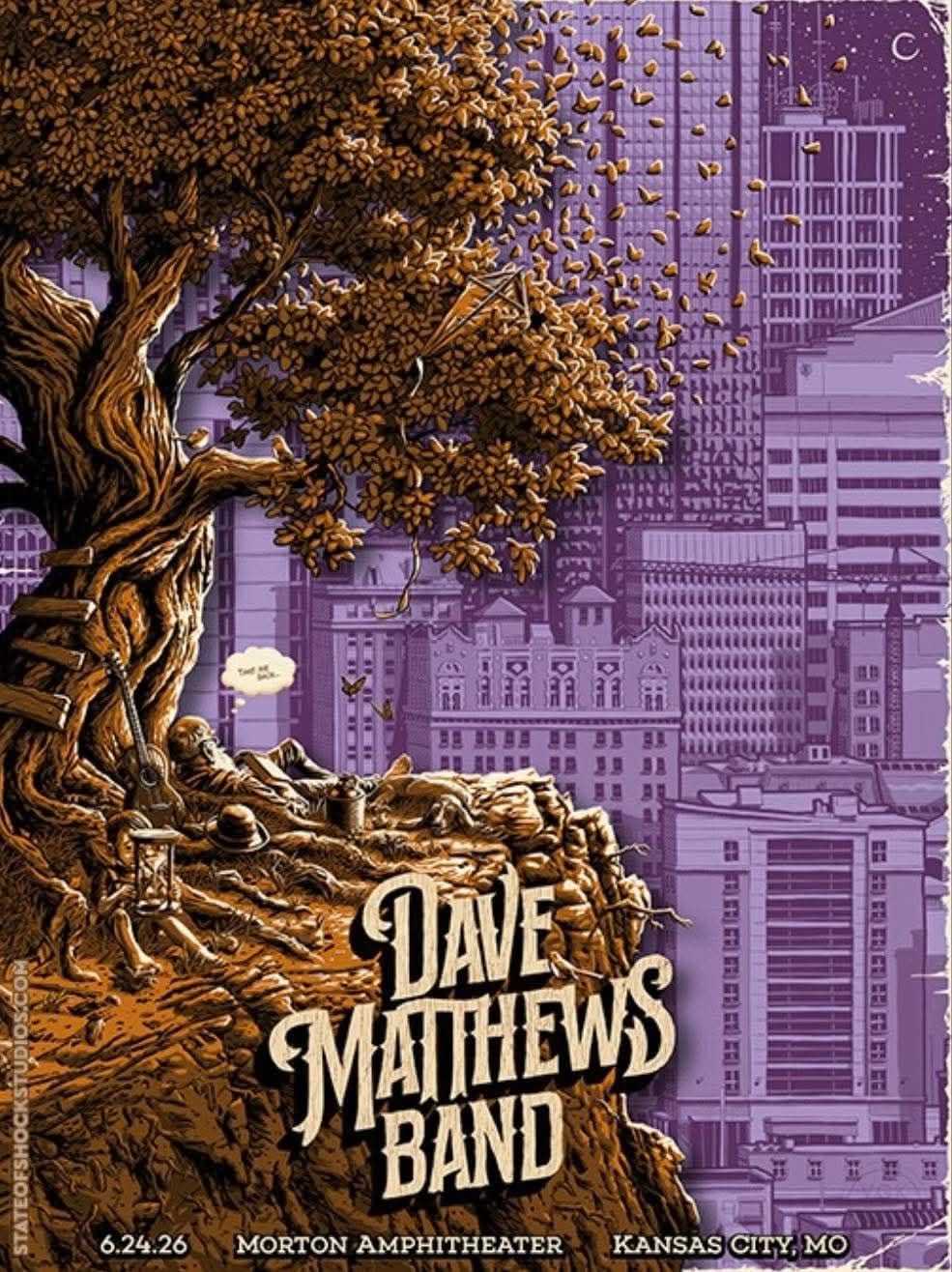 Darin Shock — Dave Matthews Band, Morton Amphitheater, Riverside, MO · Jun 24, 2026 Artist Poster