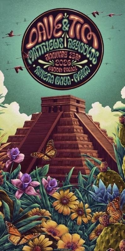 Max Mahn (Twin Home Prints) — Dave Matthews Band, Moon Palace, Cancun, MEX · Jan 23, 2026 Show Poster