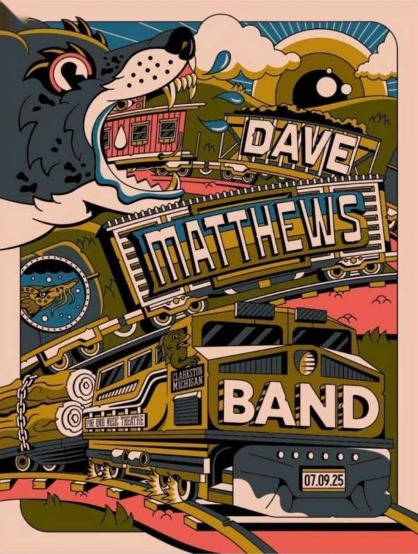 Nolan Fleming (Consume Design) — Dave Matthews Band, Pine Knob Music Theatre, Clarkston, MI · Jul 9, 2025 Foil Poster