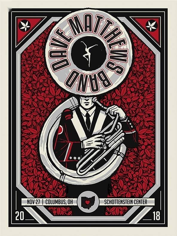 Methane Studios — Dave Matthews Band, Value City Arena at the Jerome Schottenstein Center (The Ohio State University), Columbus, OH · Nov 27, 2018 Foil Poster